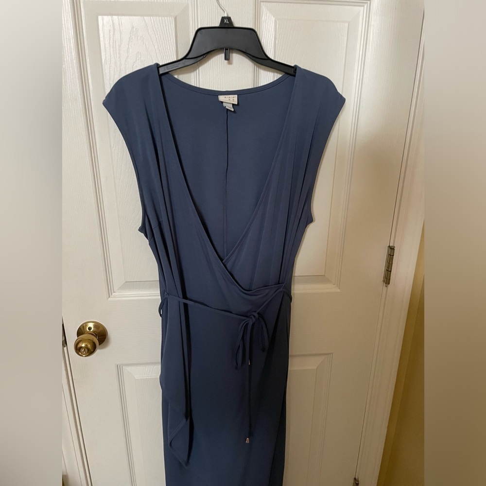 Blue Midi Wrap Dress Size L